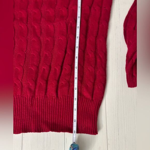 GAP Red Crew Neck Cable Knit Sweater 55% Cotton  Size Medium - Picture 6 of 6